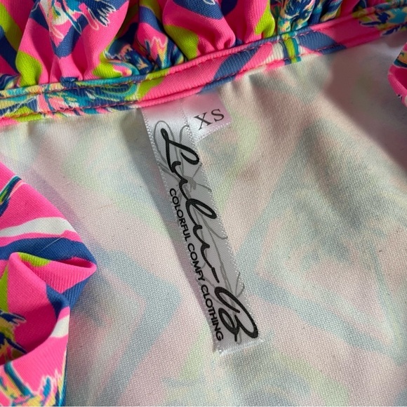 Lulu-B | Pink Tropical Palm Tree Print Ruffle Maxi Dresss - Picture 8 of 9